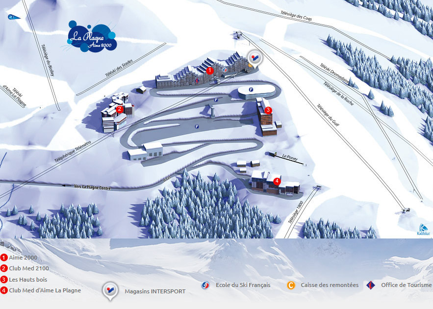 Plan d'accès Intersport La Plagne Aime 2000